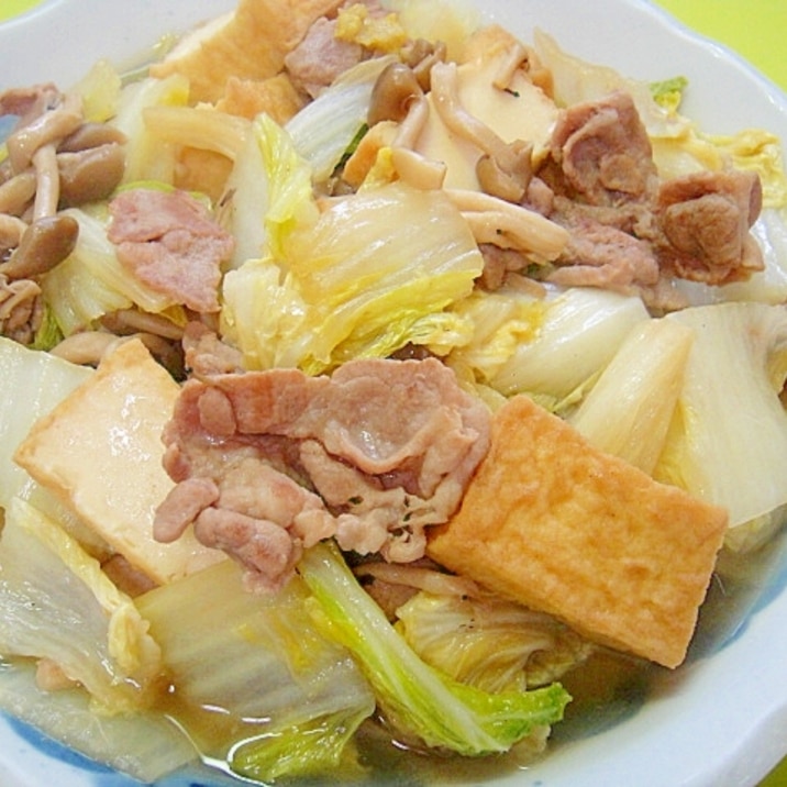 白菜と厚揚げ豚肉の煮物